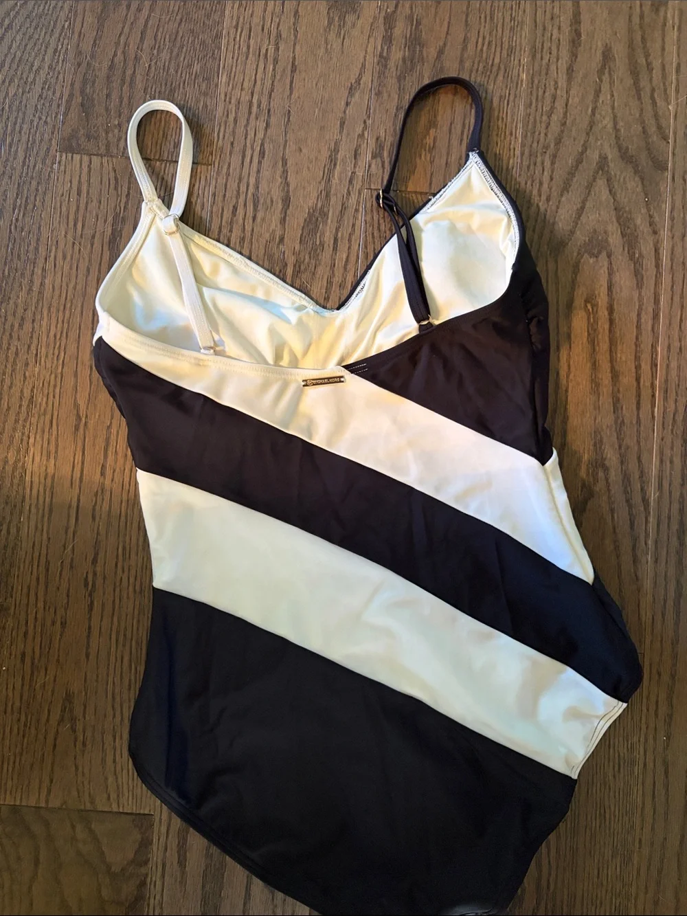 MICHAEL KORS striped Black & White One-Piece Swimsuit 12 NWOT